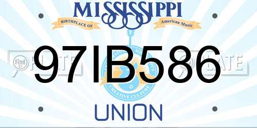 97IB586 Mississippi License Plate