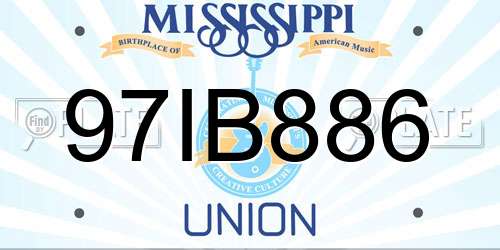 97IB886 Mississippi License Plate