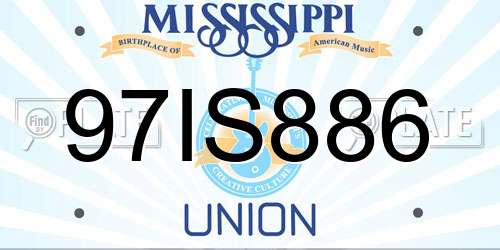97IS886 Mississippi License Plate