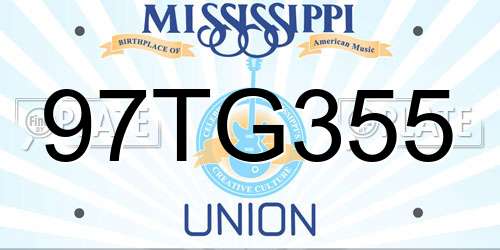 97TG355 Mississippi License Plate