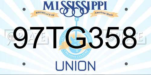 97TG358 Mississippi License Plate