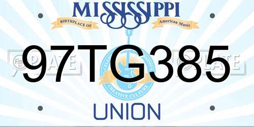 97TG385 Mississippi License Plate