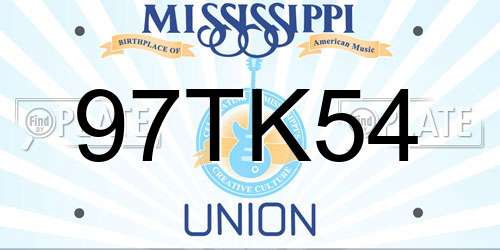 97TK54 Mississippi License Plate