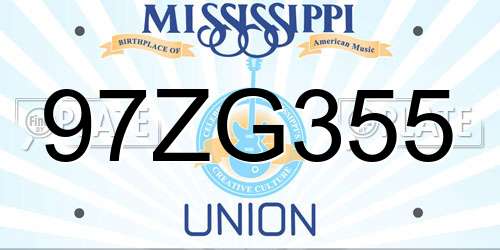 97ZG355 Mississippi License Plate