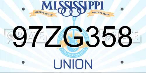 97ZG358 Mississippi License Plate
