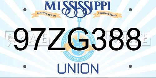 97ZG388 Mississippi License Plate