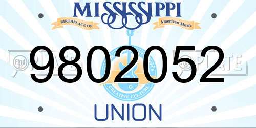 9802052 Mississippi License Plate