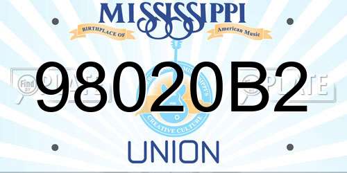 98020B2 Mississippi License Plate