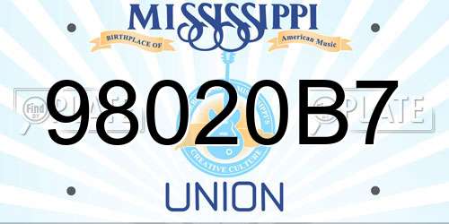 98020B7 Mississippi License Plate