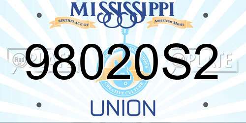 98020S2 Mississippi License Plate