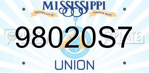 98020S7 Mississippi License Plate