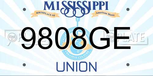 9808GE Mississippi License Plate