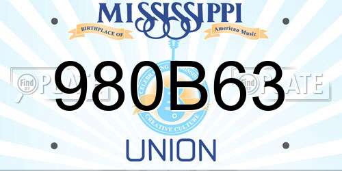 980B63 Mississippi License Plate