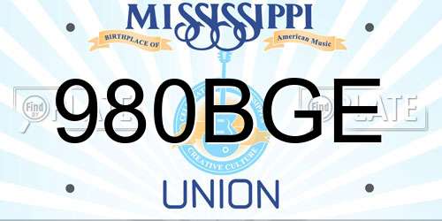 980BGE Mississippi License Plate