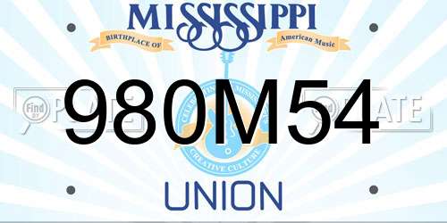980M54 Mississippi License Plate