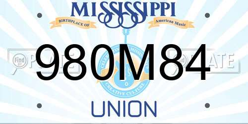 980M84 Mississippi License Plate
