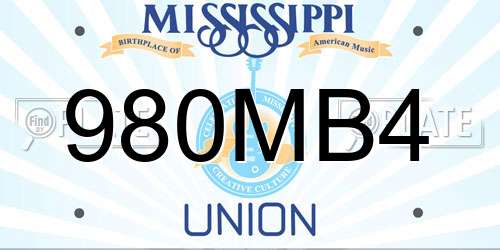980MB4 Mississippi License Plate
