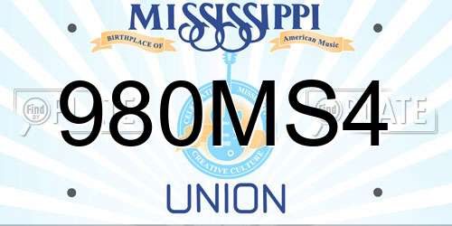 980MS4 Mississippi License Plate