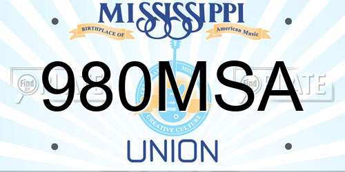 980MSA Mississippi License Plate