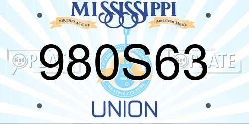980S63 Mississippi License Plate