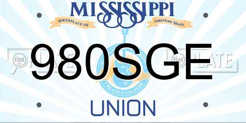 980SGE Mississippi License Plate