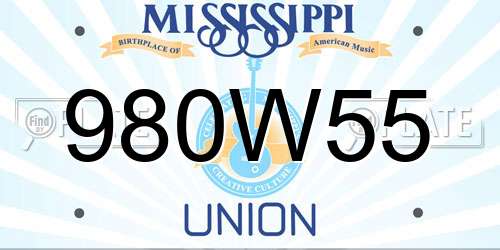 980W55 Mississippi License Plate
