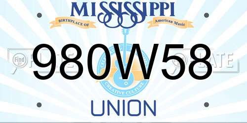 980W58 Mississippi License Plate