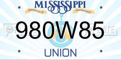 980W85 Mississippi License Plate