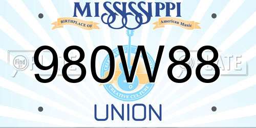 980W88 Mississippi License Plate