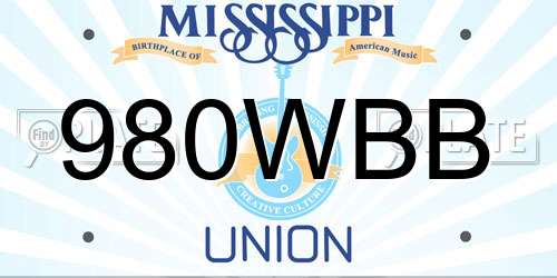 980WBB Mississippi License Plate