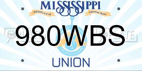 980WBS Mississippi License Plate