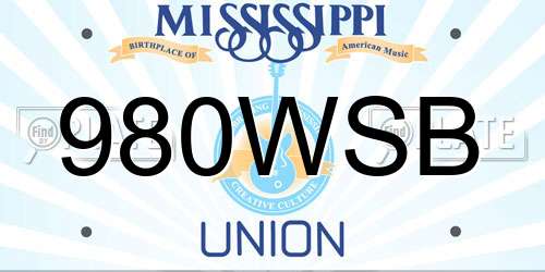 980WSB Mississippi License Plate