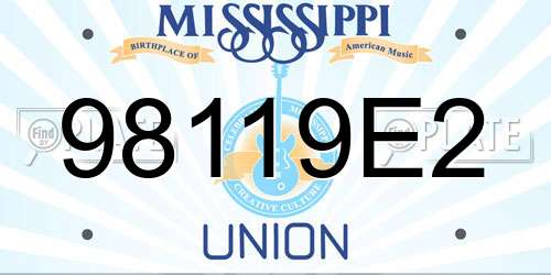 98119E2 Mississippi License Plate