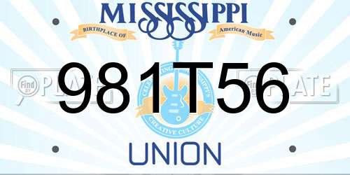 981T56 Mississippi License Plate