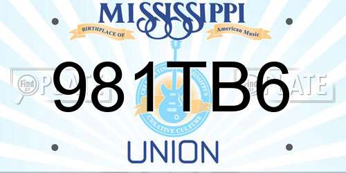 981TB6 Mississippi License Plate