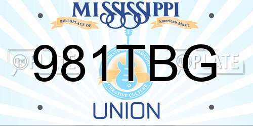981TBG Mississippi License Plate