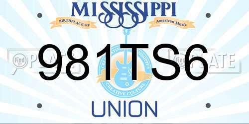 981TS6 Mississippi License Plate