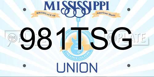 981TSG Mississippi License Plate