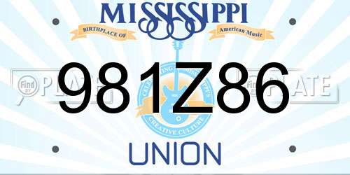 981Z86 Mississippi License Plate