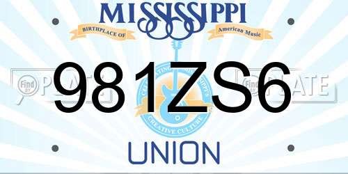 981ZS6 Mississippi License Plate