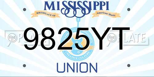 9825YT Mississippi License Plate