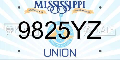 9825YZ Mississippi License Plate