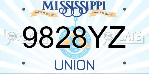 9828YZ Mississippi License Plate