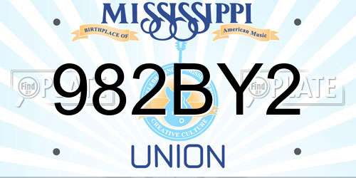 982BY2 Mississippi License Plate