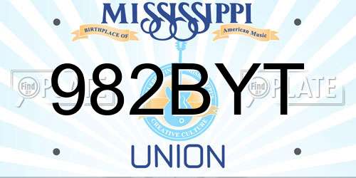 982BYT Mississippi License Plate