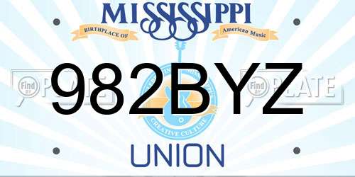 982BYZ Mississippi License Plate