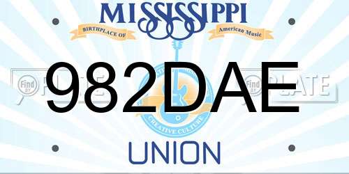 982DAE Mississippi License Plate