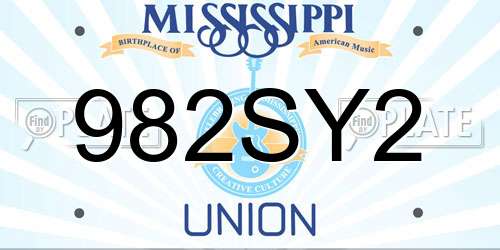 982SY2 Mississippi License Plate
