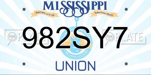 982SY7 Mississippi License Plate