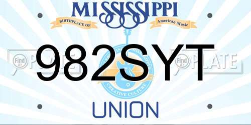 982SYT Mississippi License Plate
